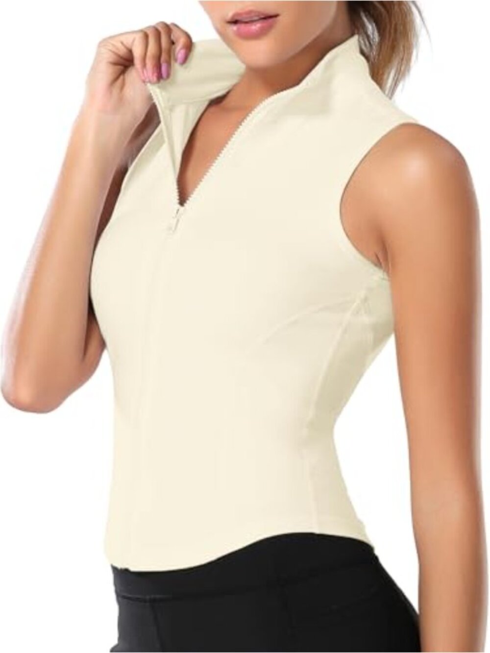 Women's Sleeveless Full Zip Athletic Tank Top Slim Fit Yoga Running Fitness
